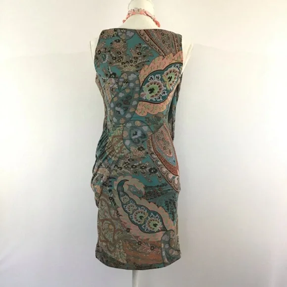 MANGO SUIT PAISLEY PRINT RUCHED SLEEVELESS DRESS - Picture 4 of 8
